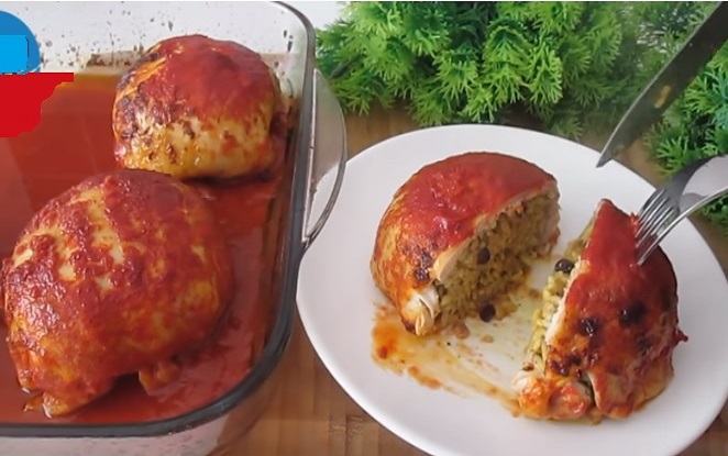 دجاج مخلى محشى