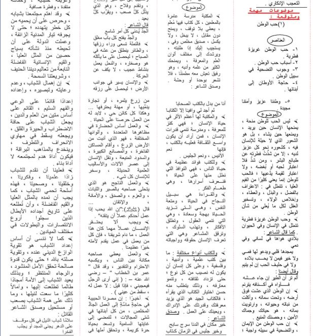 موضوعات التعبير ثالثة اعدادي