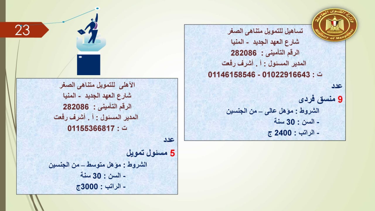 براتب يصل إلى 5500 جنيه.. القوى العاملة توفر 2752 فرصة عمل للجنسين 