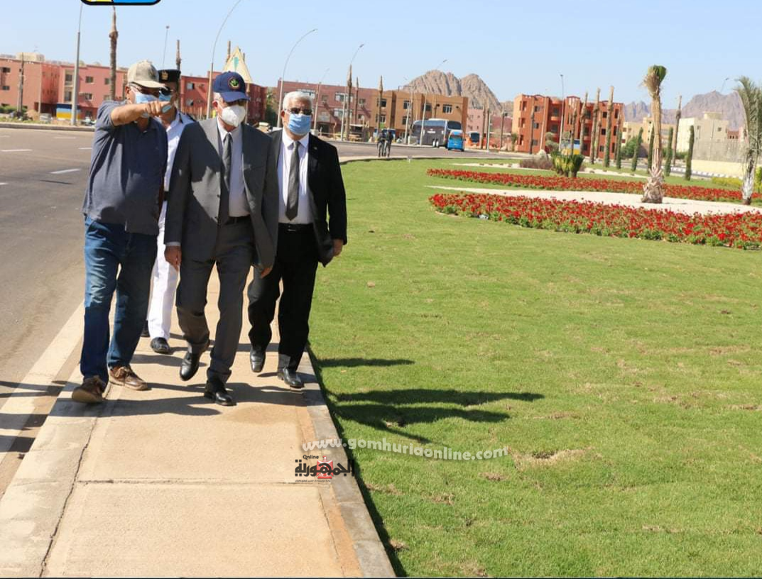 فوده تفقد اعمال التجميل  بمحيط جامعة الملك سلمان بشرم الشيخ 