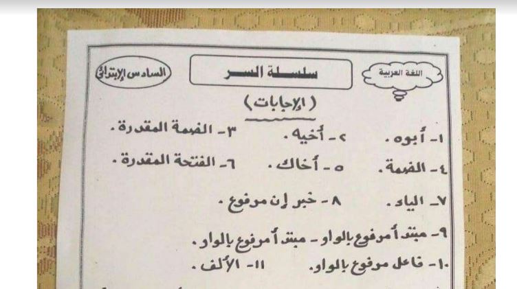 مراجعة نحو سادسة ابتدائي