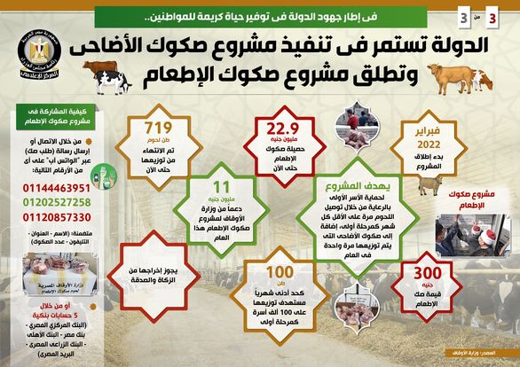 بالإنفوجراف..الدولة تستمر في تنفيذ مشروع صكوك الأضاحي وتطلق مشروع صكوك الإطعام