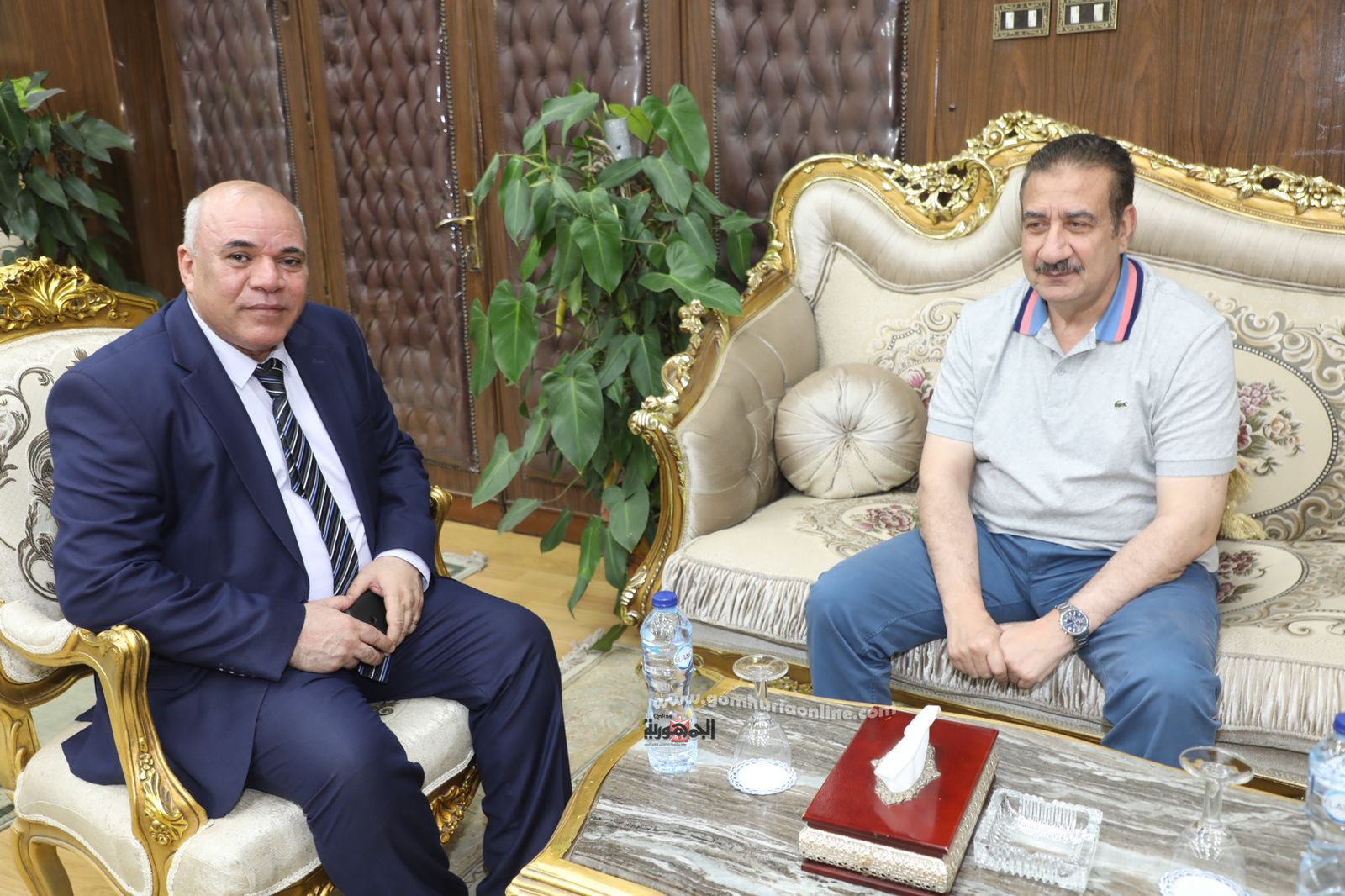 اللواء إبراهيم أبو ليمون محافظ المنوفية خلال استقباله الدكتور عربى كشك رئيس جامعة الدلتا التكنولوجية