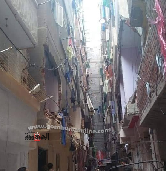 انهياربلكونات عقاربالعصافره بسبب انفجارماسورة غاز داخل شقة به