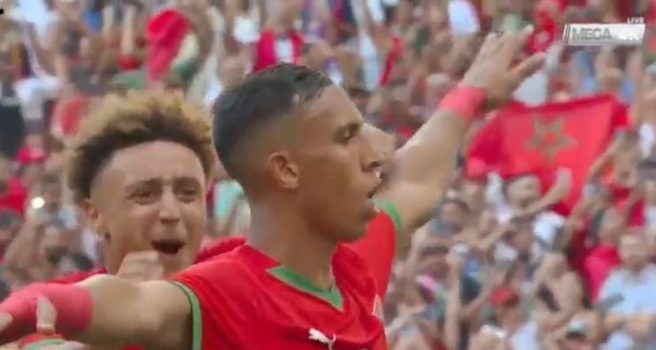 سفيان رحيمي يحرز الهدف الاول  للمغرب فى مرمى إسبانيا ... فيديو 