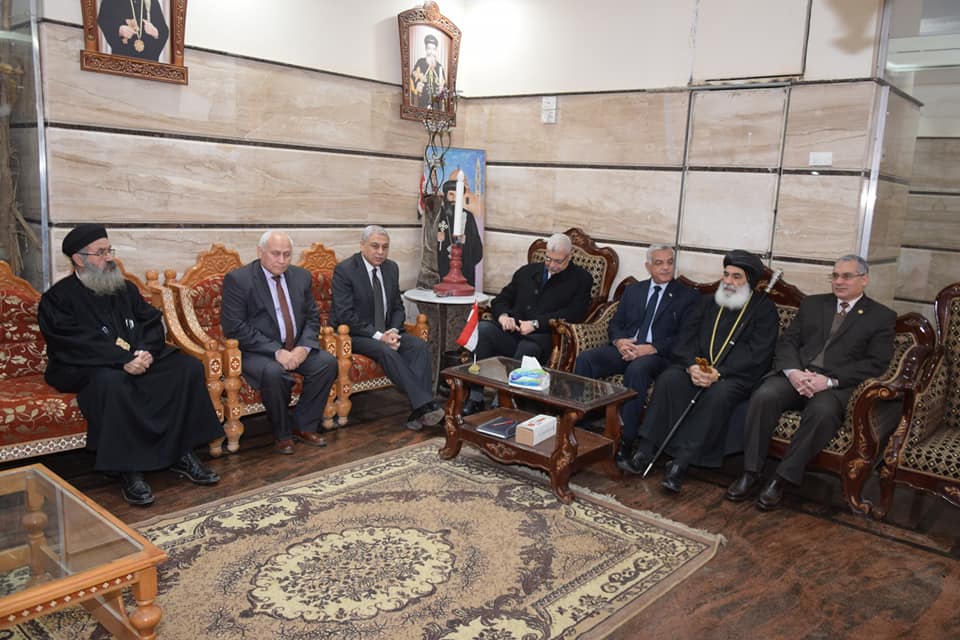 رئيس وقيادات جامعة المنوفية فى زيارة للمطرانية للتهنئة بعيد الميلاد 