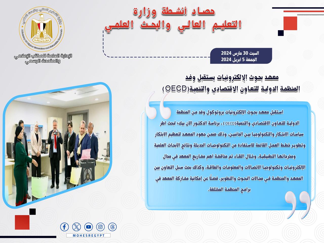 حصاد أنشطة وزارة التعليم العالي والبحث العلمي في أسبوع