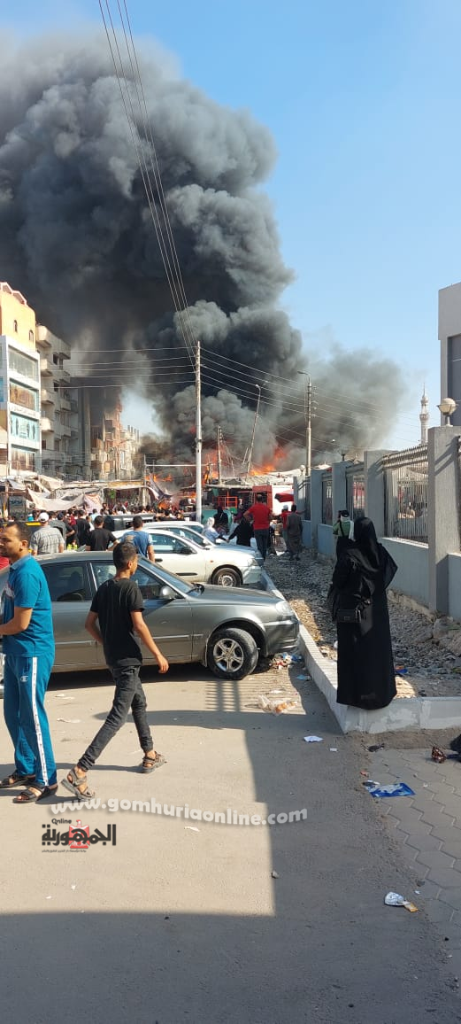 حريق هائل بالسوق التجاري في القنطرة غرب بالإسماعيلية..صور