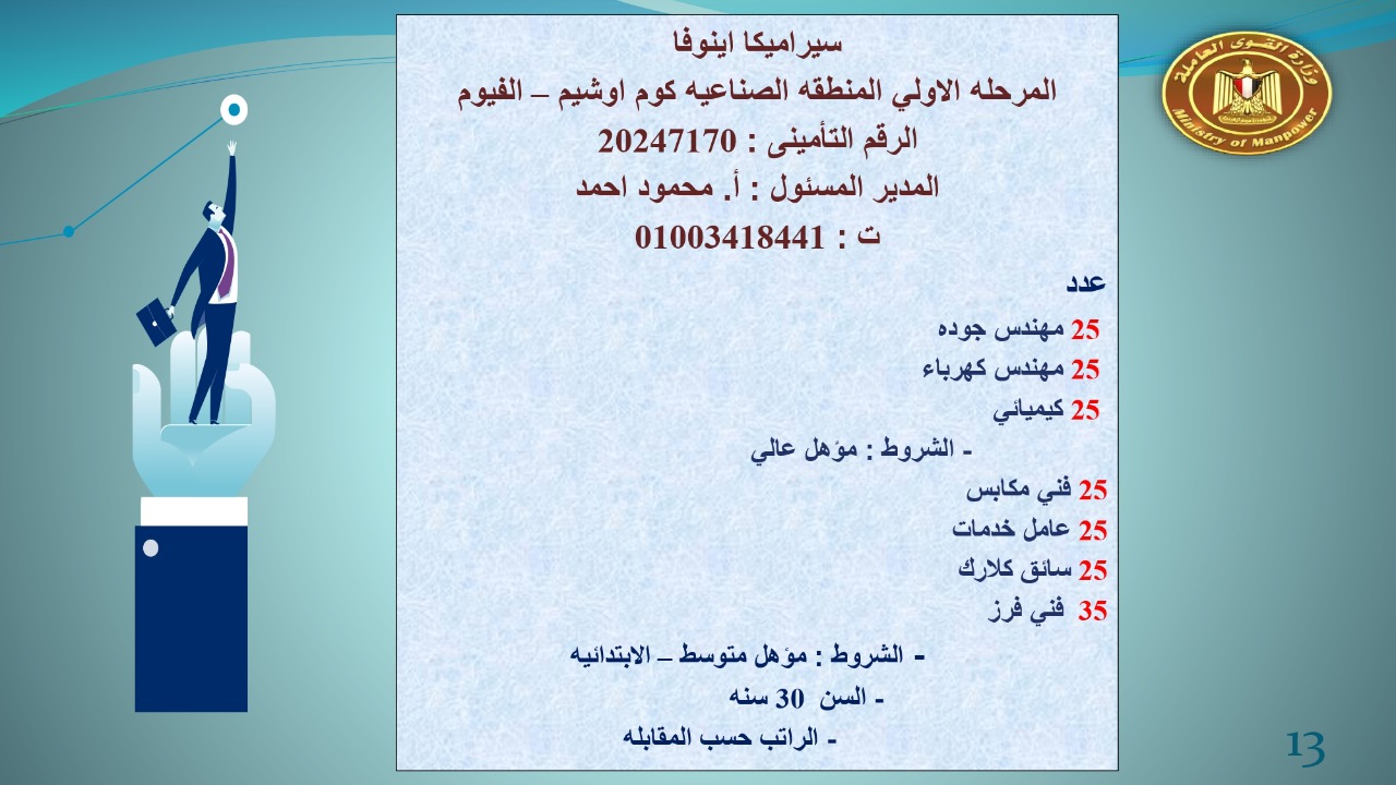 براتب يبداء من 2400.. القوى العاملة توفر 22 19 فرص عمل للجنسين 