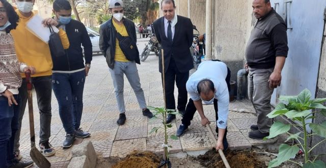 مبادرة كلية التكنولوجيا والتعليم فى جامعة حلوان للتشجير بأيدى الطلاب.. بالصور