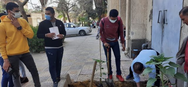 مبادرة كلية التكنولوجيا والتعليم فى جامعة حلوان للتشجير بأيدى الطلاب.. بالصور