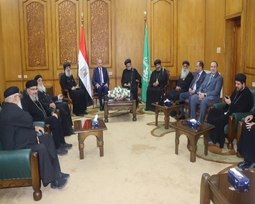 محافظ القليوبية يستقبل الكنيسة المصرية للتهنئة بعيد الفطر المبارك