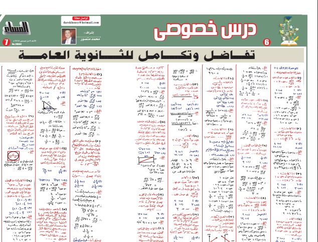 مراجعة التفاضل والتكامل للثانوية العامة