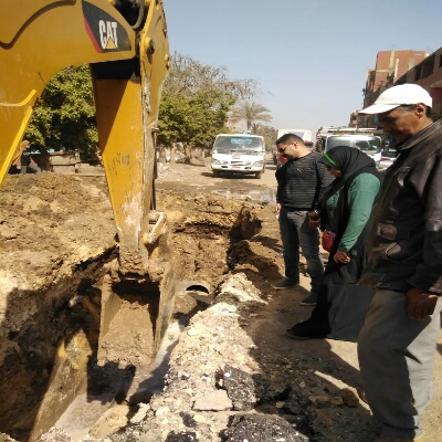 مياه القليوبية تواصل اصلاح كسر مفاجئ بخط طرد 