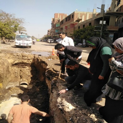 مياه القليوبية تواصل اصلاح كسر مفاجئ بخط طرد 