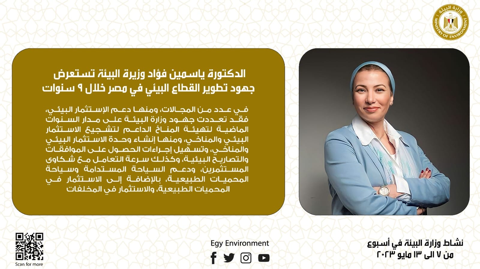 بالإنفوجراف.. الحصاد الأسبوعى لأنشطة وزارة البيئة من 1 يوليو لـ8