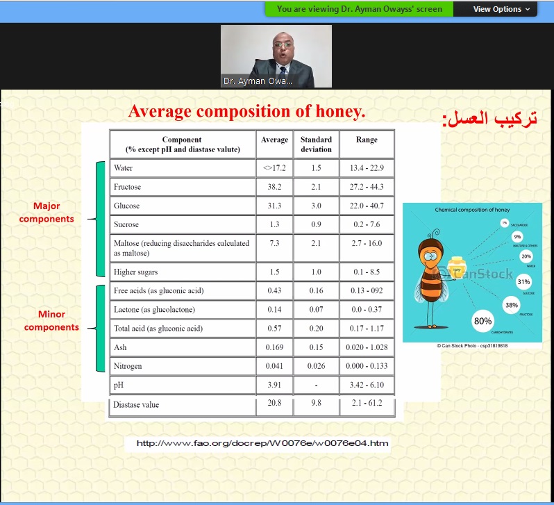 طرق الكشف عن غش العسل.. وظاهرة التبلور والتغذية السكرية يستعرضها أستاذ النحل بكلية الزراعة جامعة الفيوم