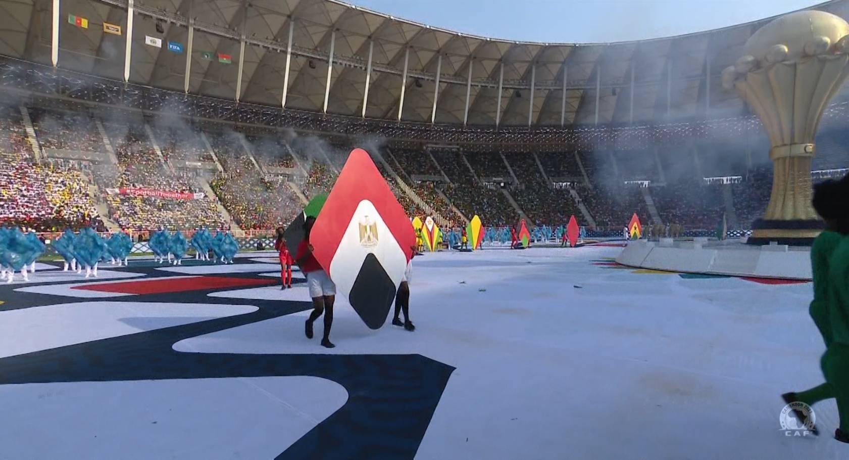 علم مصر يُزين حفل افتتاح أمم أفريقيا 2021.. فيديو