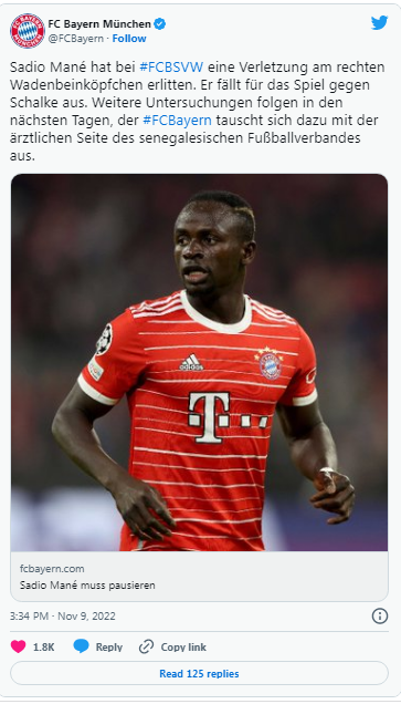 تعرف على التشخيص النهائي لإصابة ساديو ماني