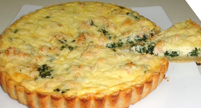 تارت او كيش السبانخ بالدجاج 