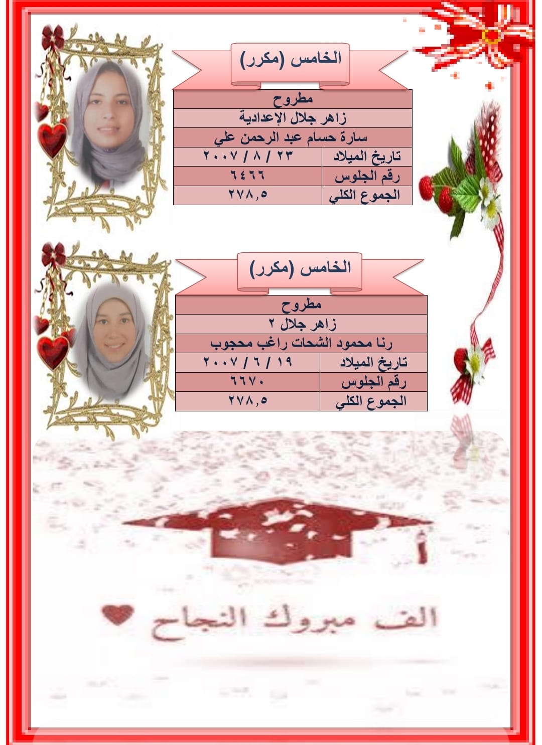 اوائل الشهادة الاعدادية بمطروح