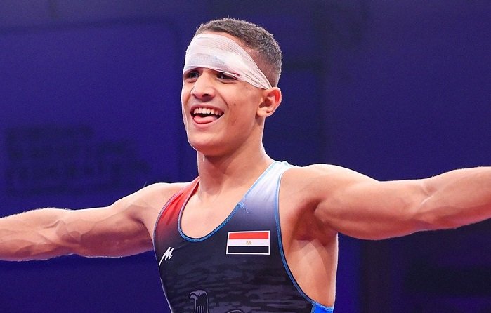 مصطفى حسين لاعب منتخب مصر للمصارعة