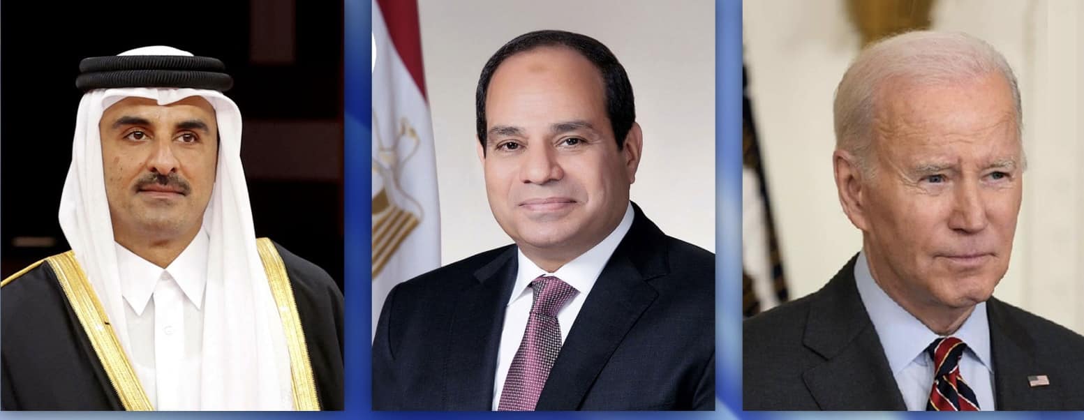 الرئيس السيسي والشيخ تميم بن حمد آل ثاني وجو بايدن