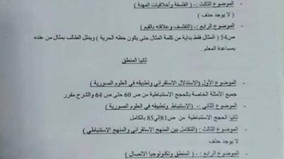 محذوفات الفلسفة والمنطق لطلاب الثانوية العامة مكفوفين