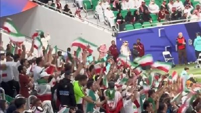 شاهد رد فعل الجماهير الإيرانية بعد الهدف المبكر فى مرمي قطر