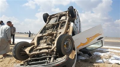 اصابة 6 عمال فى انقلاب ربع نقل على طريق جمصة بالدقهلية