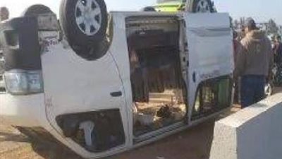 مصرع واصابة 3اشخاص فى حادث سير بالمنيا