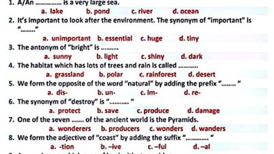 المراجعة النهائية في اللغة الانجليزية للشهادة الإعدادية الترم الثاني