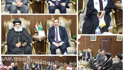 رئيس الجامعة والكنيسة والأوقاف يقدمون التهنئة لمحافظ المنوفية