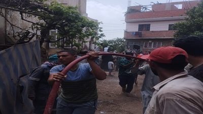 انقاذ قرية أبخاص من كارثة..اخماد حريق منزل بائع أسطوانات بوتجاز