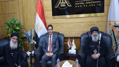 وفد الكنيسة القبطية الأرثوذكسية يهنئ رئيس جامعة بنها بعيد الأضحى