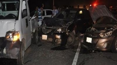 مصرع شخص واصابة ٦ اخرون في حادث تصادم ملاكي مع ربع نقل
