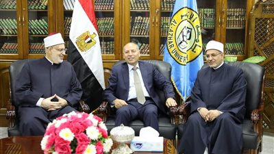 وكيل الأزهر الشريف ورئيس الجامعة يستقبلان محافظ القاهرة