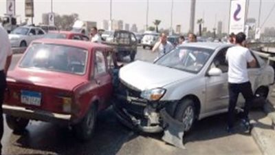 إصابة 3 فى تصادم سيارتين أعلى محور 26 يوليو