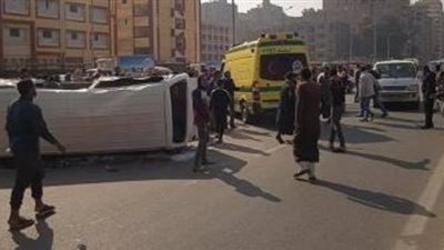 إصابة 6 إثر انقلاب ميكروباص فى مدينة 6 أكتوبر