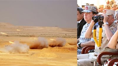 وزير الدفاع يشهد تنفيذ المشروع التكتيكى لإحدى وحدات الجيش الثالث