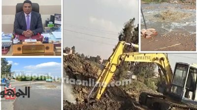 انفجار خط طرد الصرف الصحي بقرية بجيرم قويسنا المنوفية