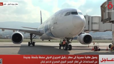 وصول طائرة مساعدات مصرية إلى مطار رفيق الحريري الدولي