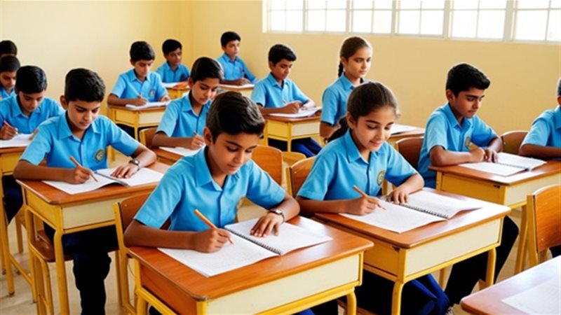 طلاب يؤدون الامتحان
