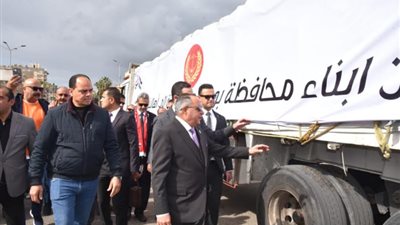 اللواء حبشى ودع قافلة المساعدات الأنسانية