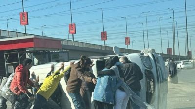 إصابة 8 اشخاص في تصادم 4 سيارات بالشرقية