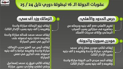 عقوبات الجولة 16 من الدوري المصري.. إنفوجراف