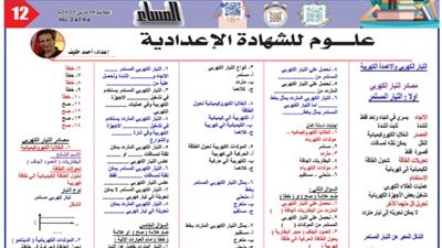 مراجعة شاملة في مادة العلوم للشهادة الإعدادية 2025