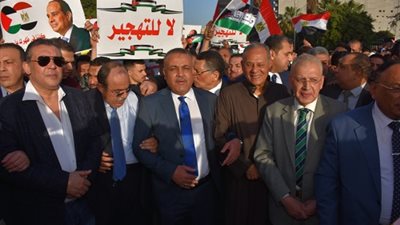 الجبهة الوطنية بالقليوبية يشارك في مظاهرة رفض التهجير للفلسطينيين