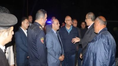 محافظ القليوبية يصل لموقع حريق نشب بقطعة ارض فضاء بالخانكة