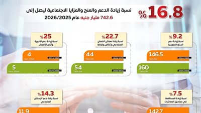 742.6 مليار جنيه للدعم والمزايا الاجتماعية بالموازنة الجديدة